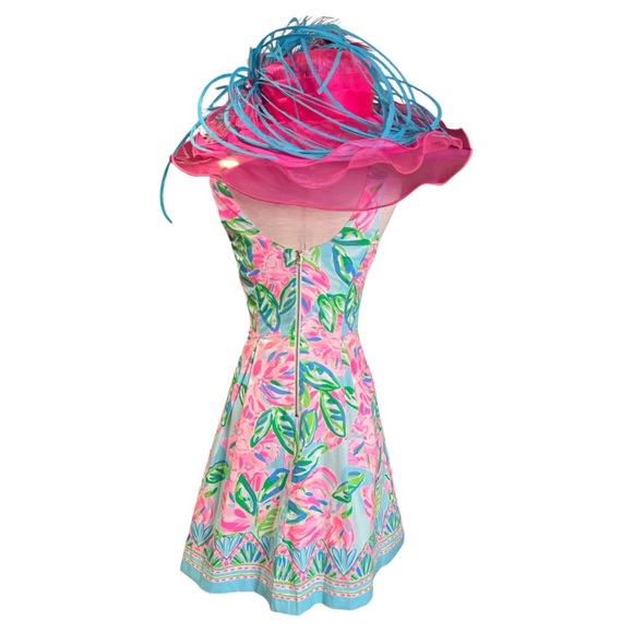 LILLY PULITZER WOMEN’S  NWT LINNET STRETCH DRESS WITH POCKETS  PINK WHITE SZ 0 - Picture 2 of 11